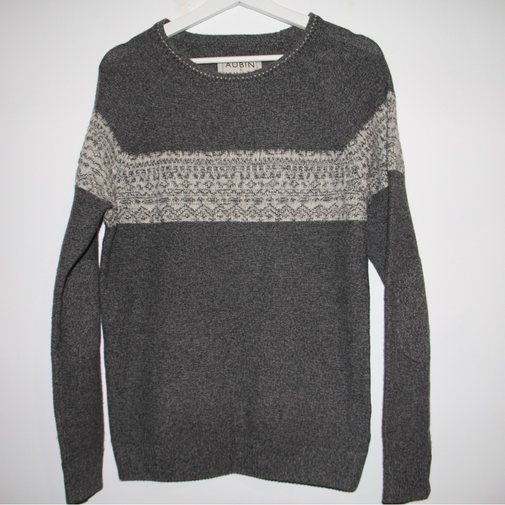 Gray Wool Crewneck Sweater by Aubin and Wills Size S